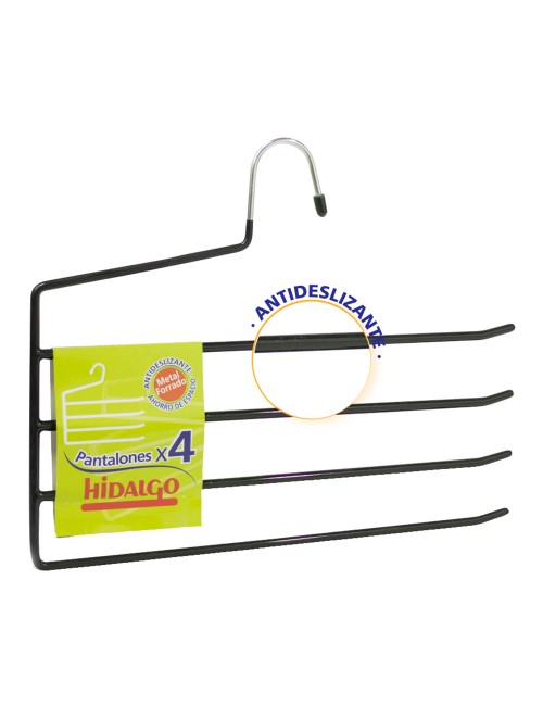 Percha antideslizante para 4 pantalones, color azul