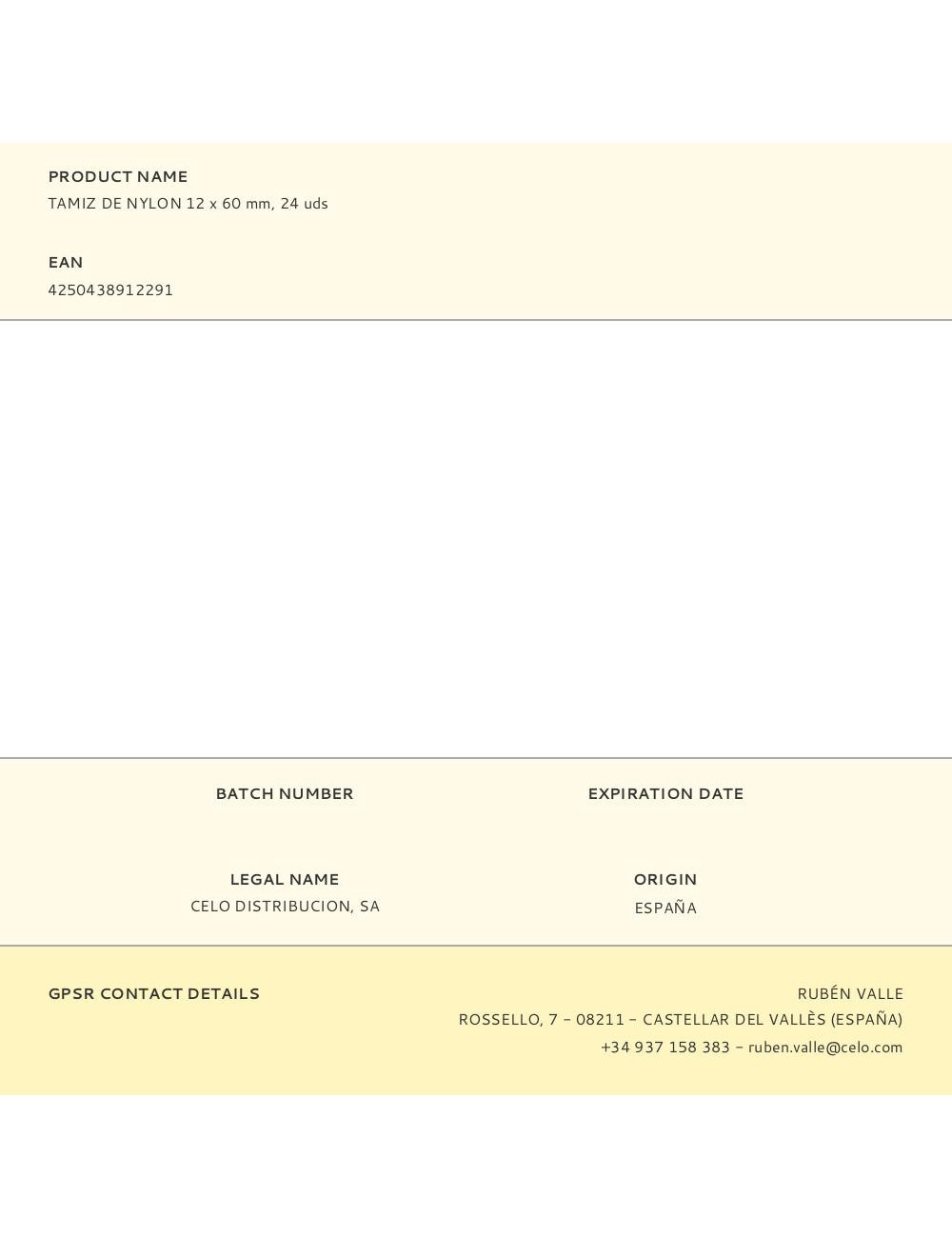 Tamiz de nylon 12 x 60 mm, 24 uds