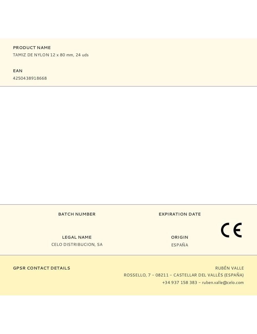 Tamiz de nylon 12 x 80 mm, 24 uds