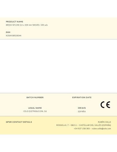 Brida nylon 3,6 x 300 mm negra, 100 uds