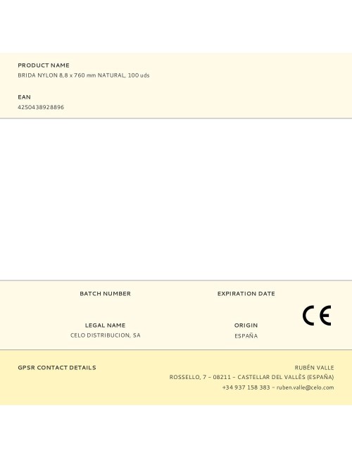 Brida nylon 8,8 x 760 mm natural, 50 uds