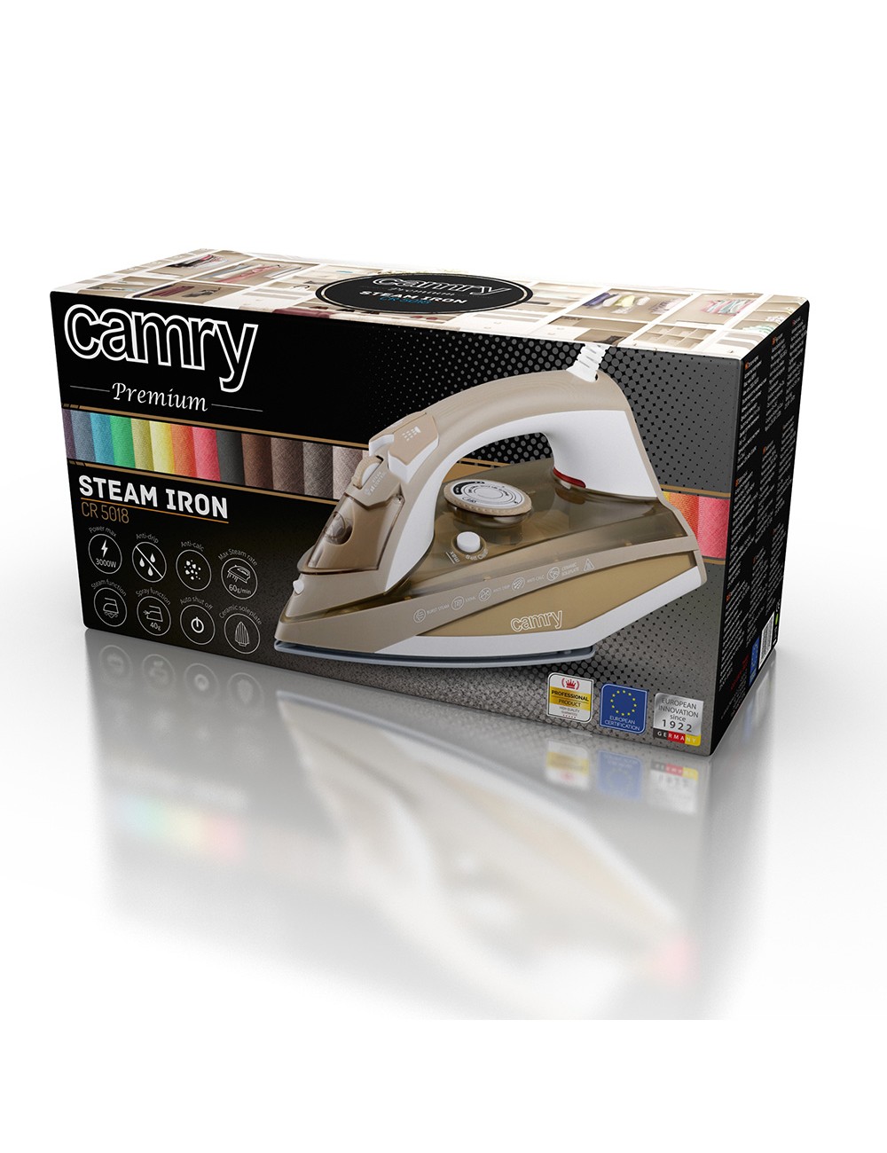 Plancha de vapor cr 5018, revestimiento cerámico, 3000 w