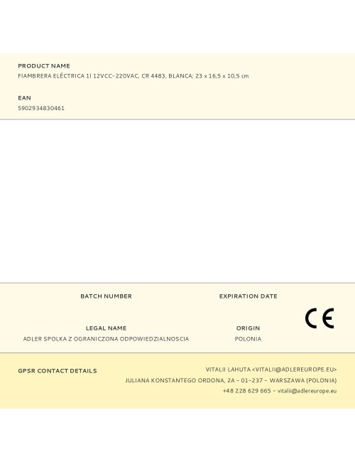 Fiambrera eléctrica cr 4483 1 l