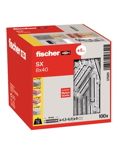 Taco sx ø8 x 40 mm, caja 100 uds