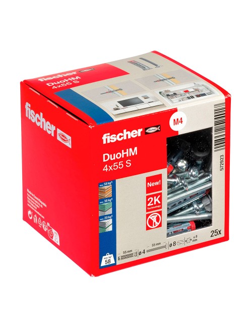 Tacos duo hm ø4 x 55 mm + tornillos ø8 x 55 mm , caja 25 uds