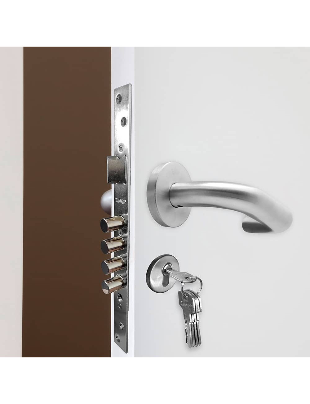 Cerradura embutir c/c cre13 50/85 mm níquel satinado