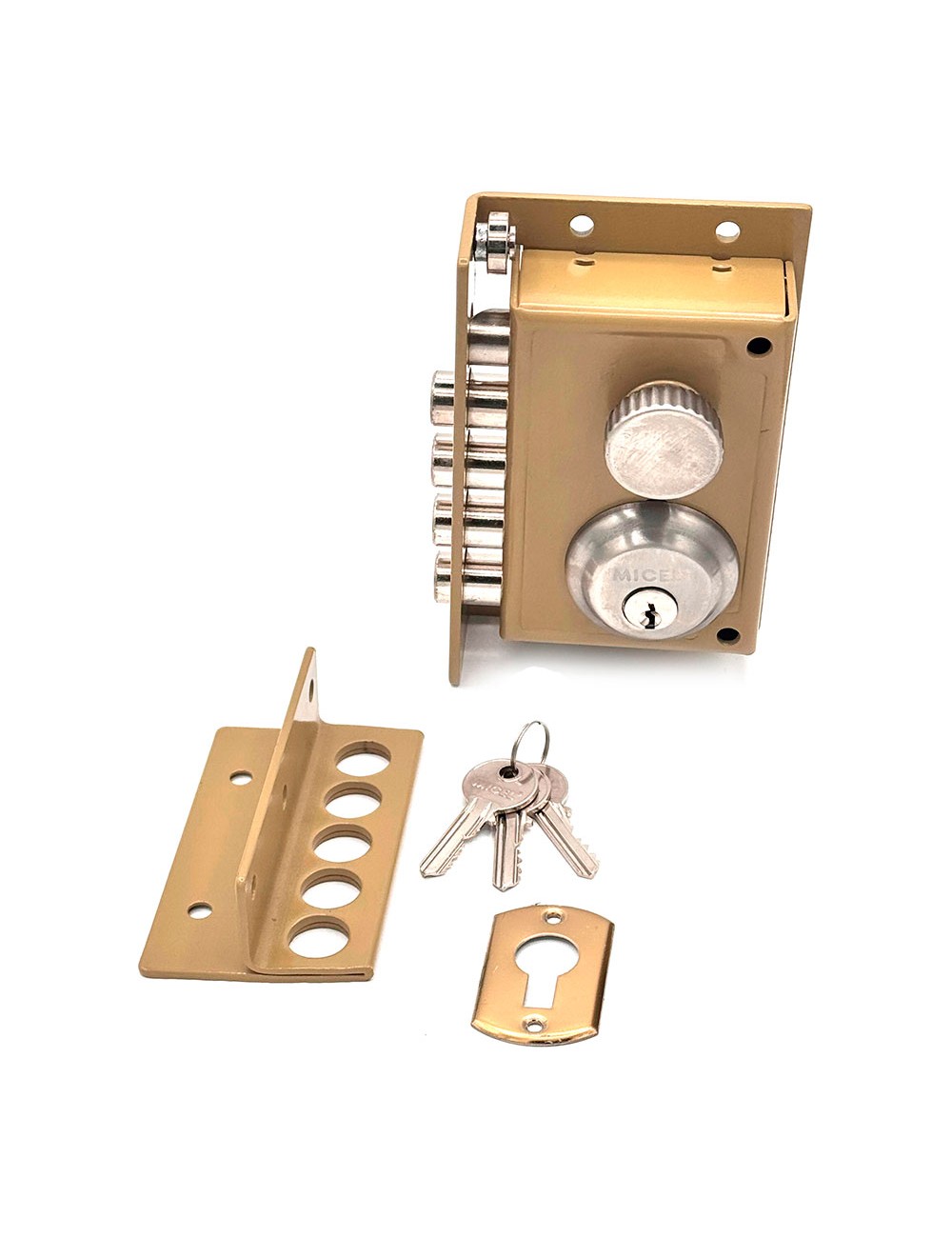 Cerradura sobreponer crs01 derecha, pintado oro