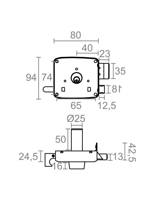 Cerradura sobreponer crs02 izda 40 x 80 mm pintado oro