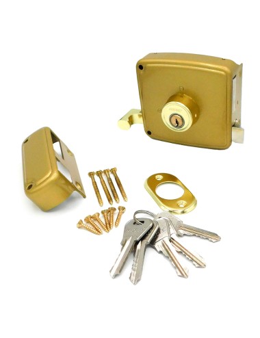 Cerradura sobreponer crs02 izquierda 50 x 100 mm pintado oro