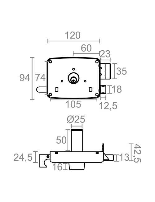 Cerradura sobreponer crs02 izda 60 x 120 mm pintado oro