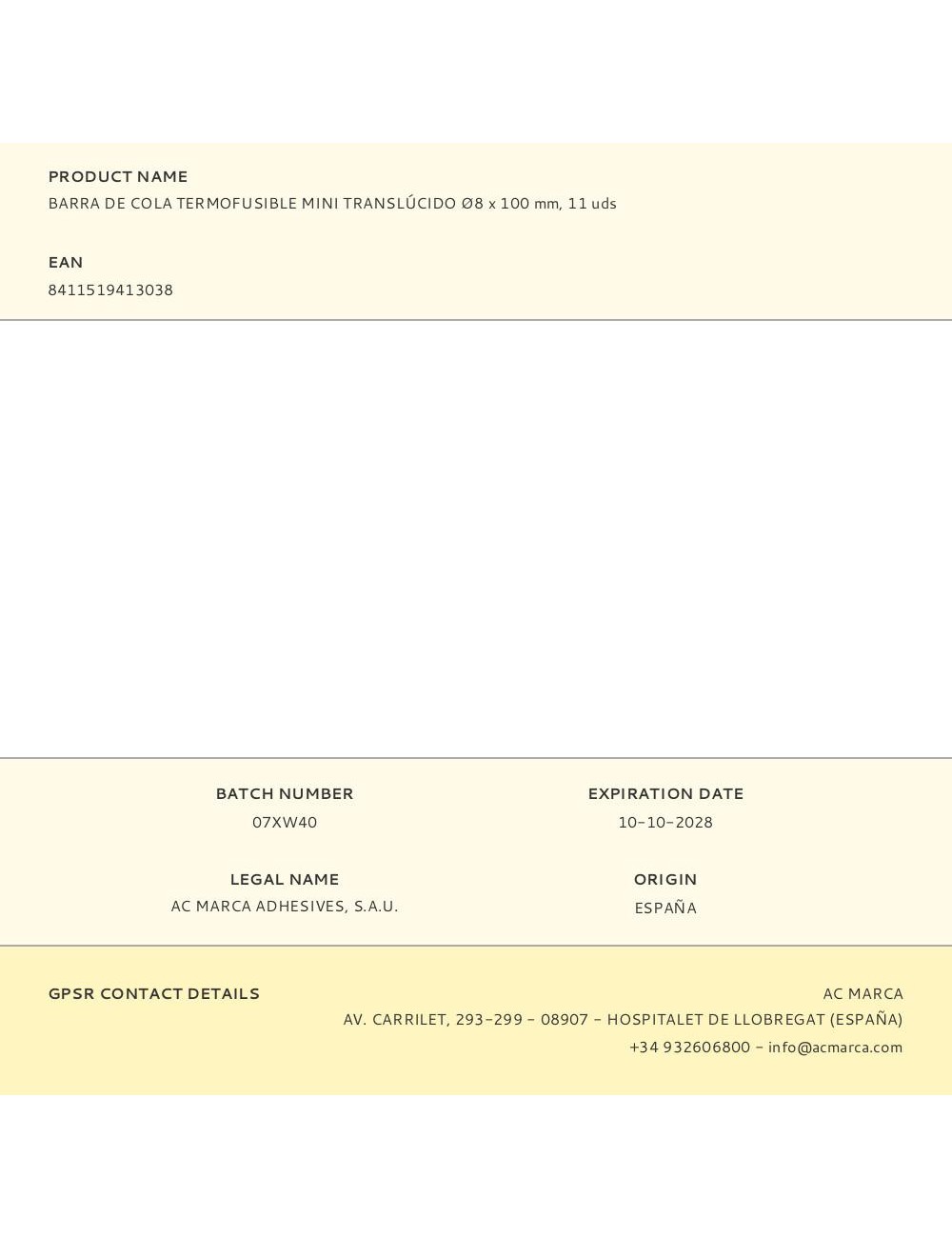 Barra de cola termofusible mini translúcido ø8 x 100 mm, 11 uds