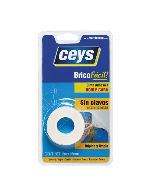 Cinta adhesiva doble cara bricofácil 15 mm x 2 m