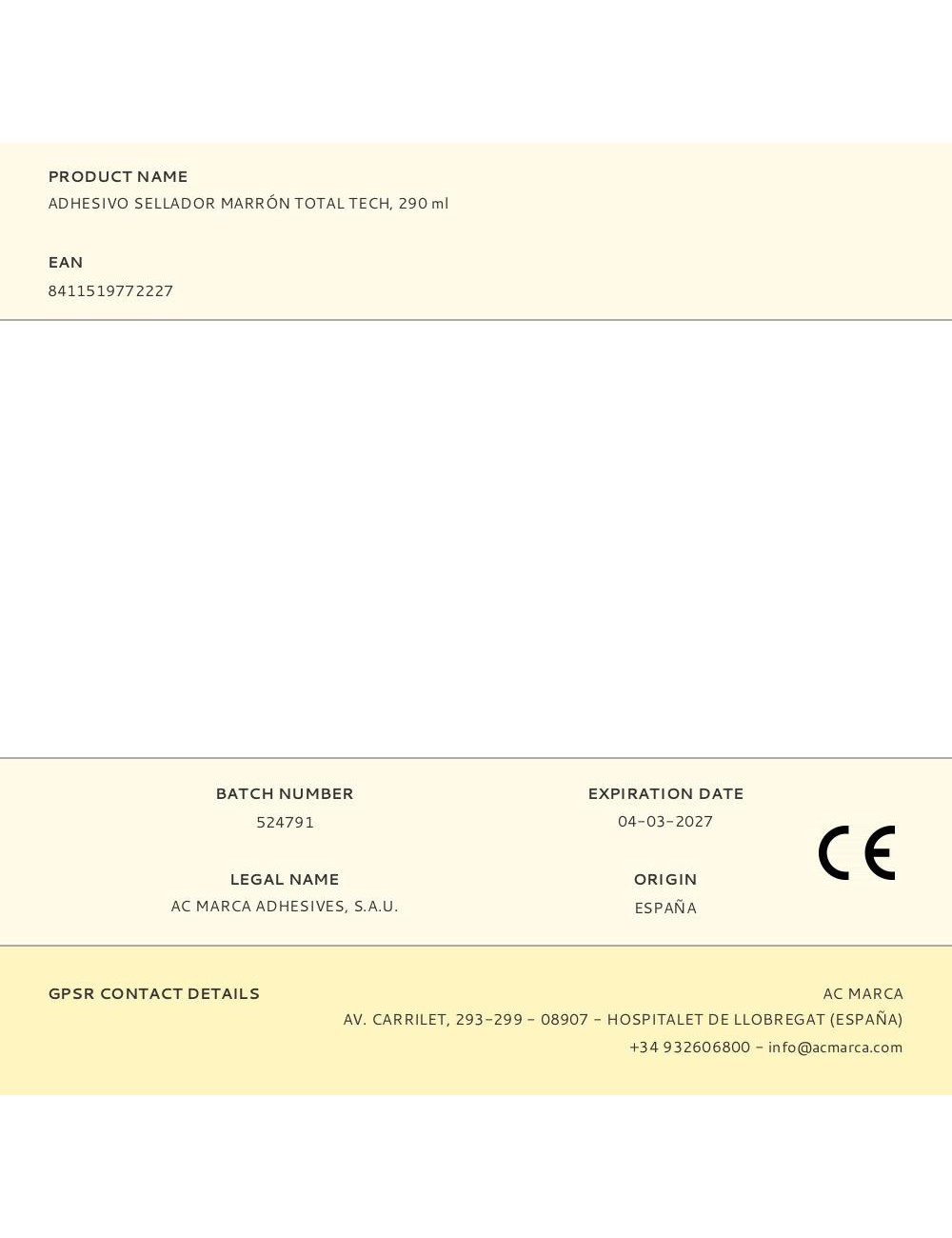 Adhesivo sellador total tech marrón 290 ml