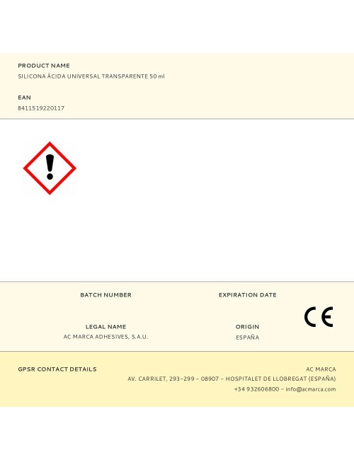 Silicona ácida universal transparente 50 ml