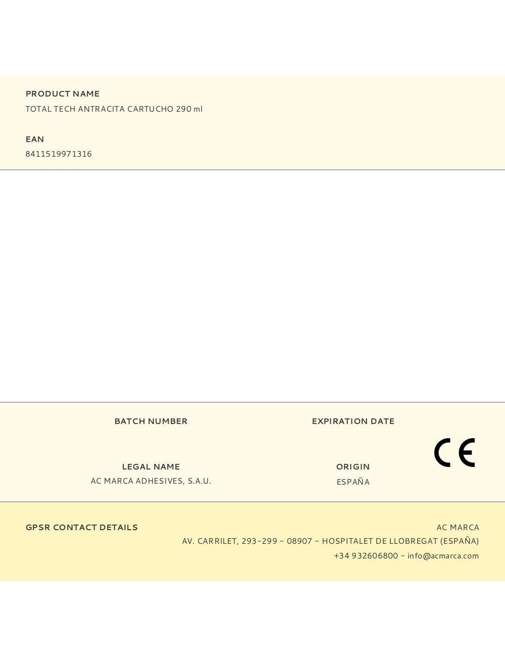 Adhesivo sellador total tech antracita 290 ml