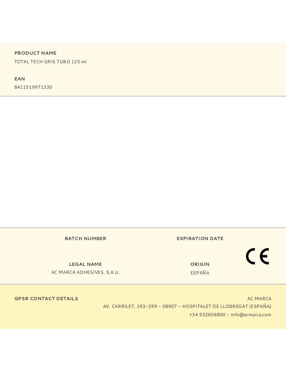 Adhesivo sellador total tech gris tubo 125 ml