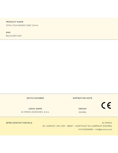 Adhesivo sellador total tech negro tubo 125 ml