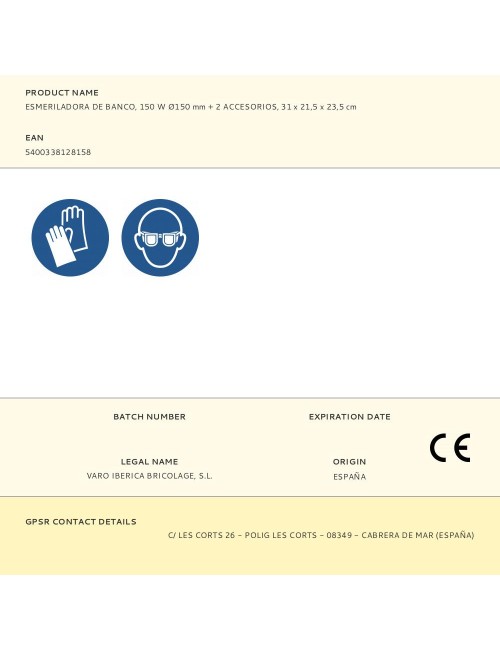 Esmeriladora de banco + 2 ruedas abrasivas de ø150 mm, 150 w