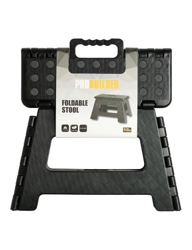 Banqueta plegable negra, 35 x 28,5 x 22 cm