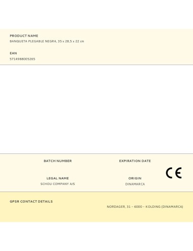 Banqueta plegable negra, 35 x 28,5 x 22 cm