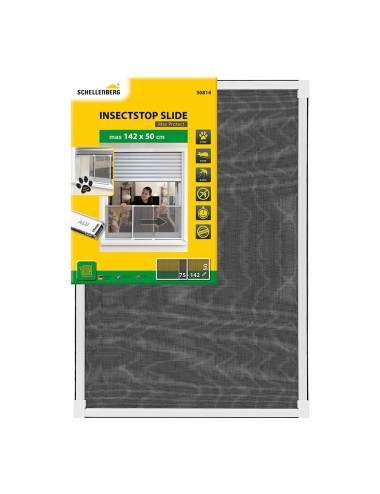 Mosquitera marco blanco extensible, malla aluminio, 75-142 x 50 cm