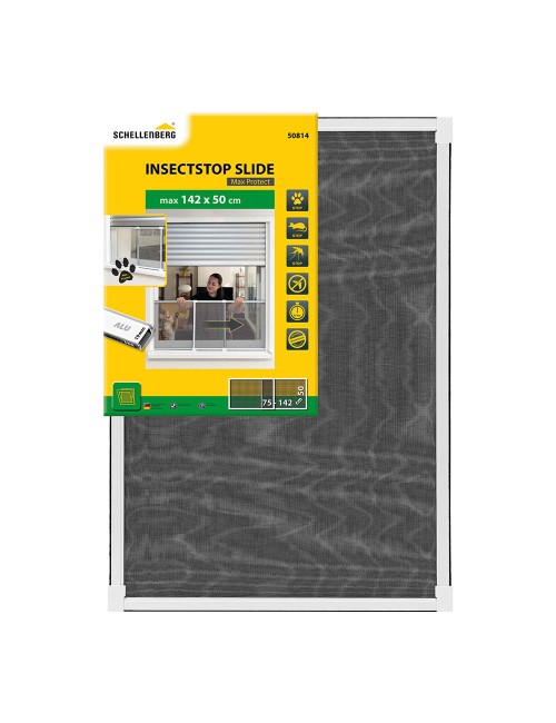 Mosquitera marco blanco extensible, malla aluminio, 75-142 x 50 cm