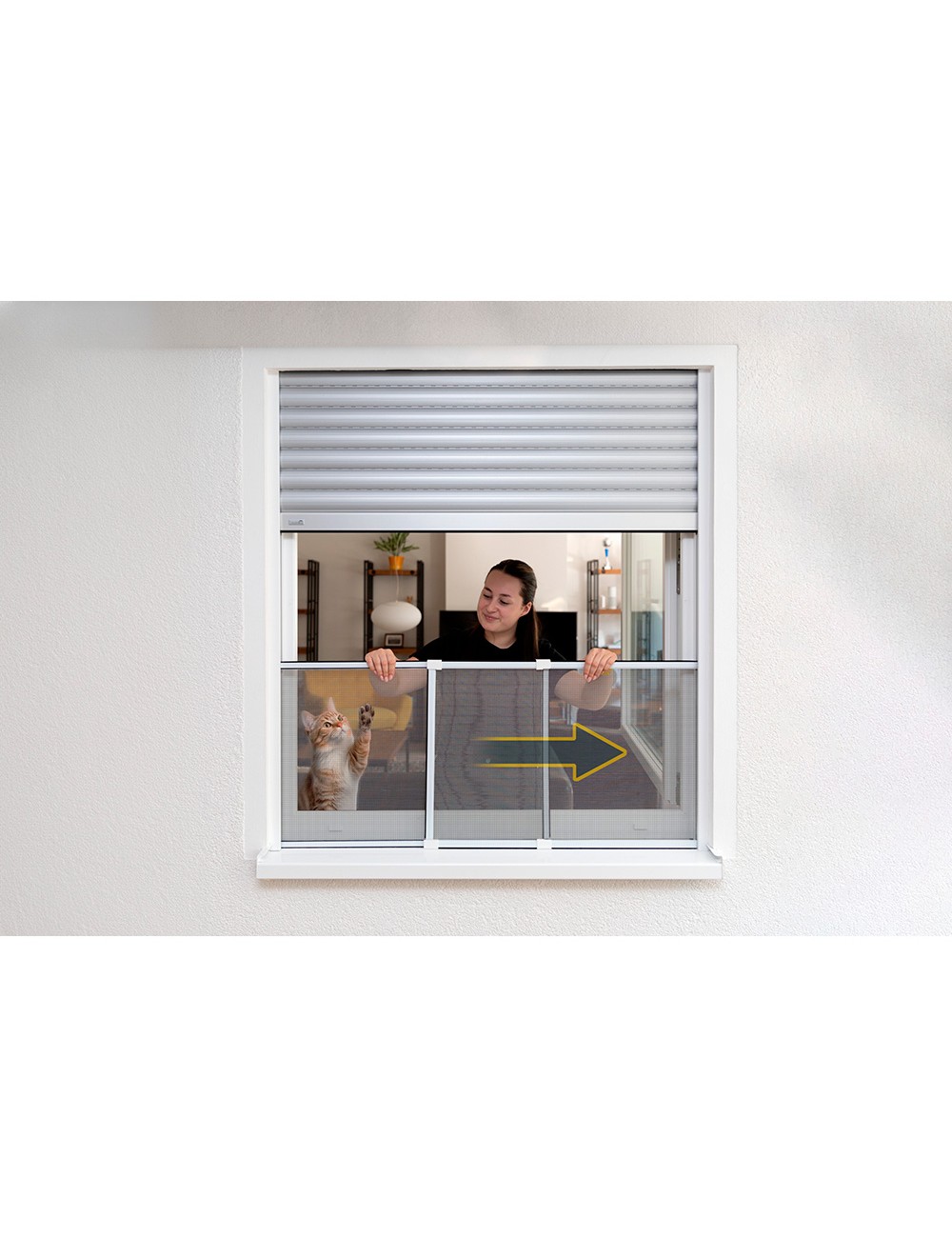 Mosquitera marco blanco extensible, malla aluminio, 75-142 x 50 cm