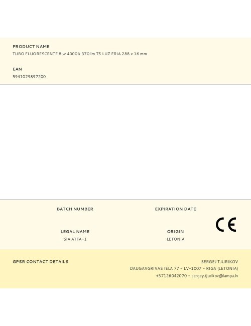 Tubo fluorescente 8 w 4000 k 370 lm t5 luz fría 288 x ø16 mm