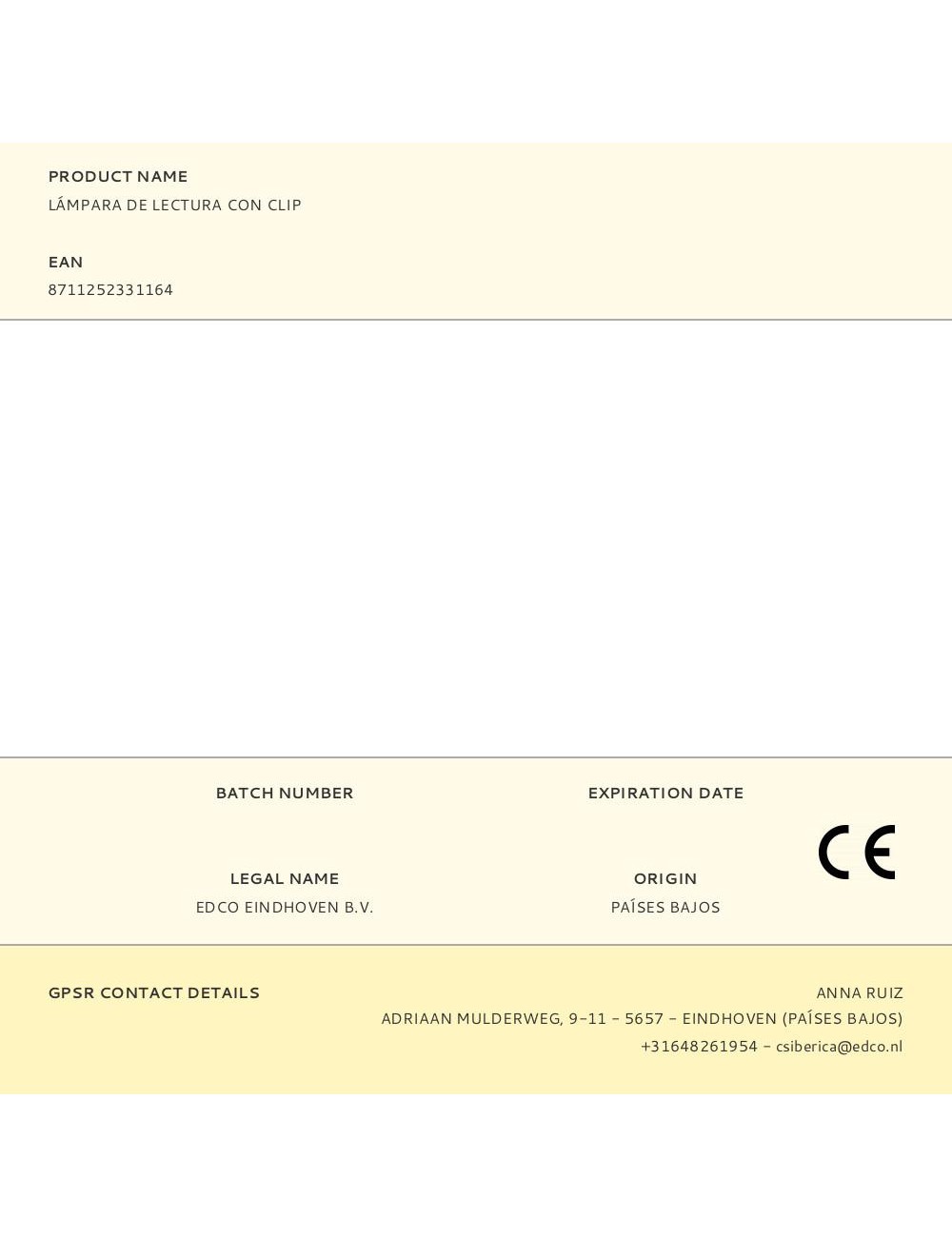 Lámpara de lectura con clip