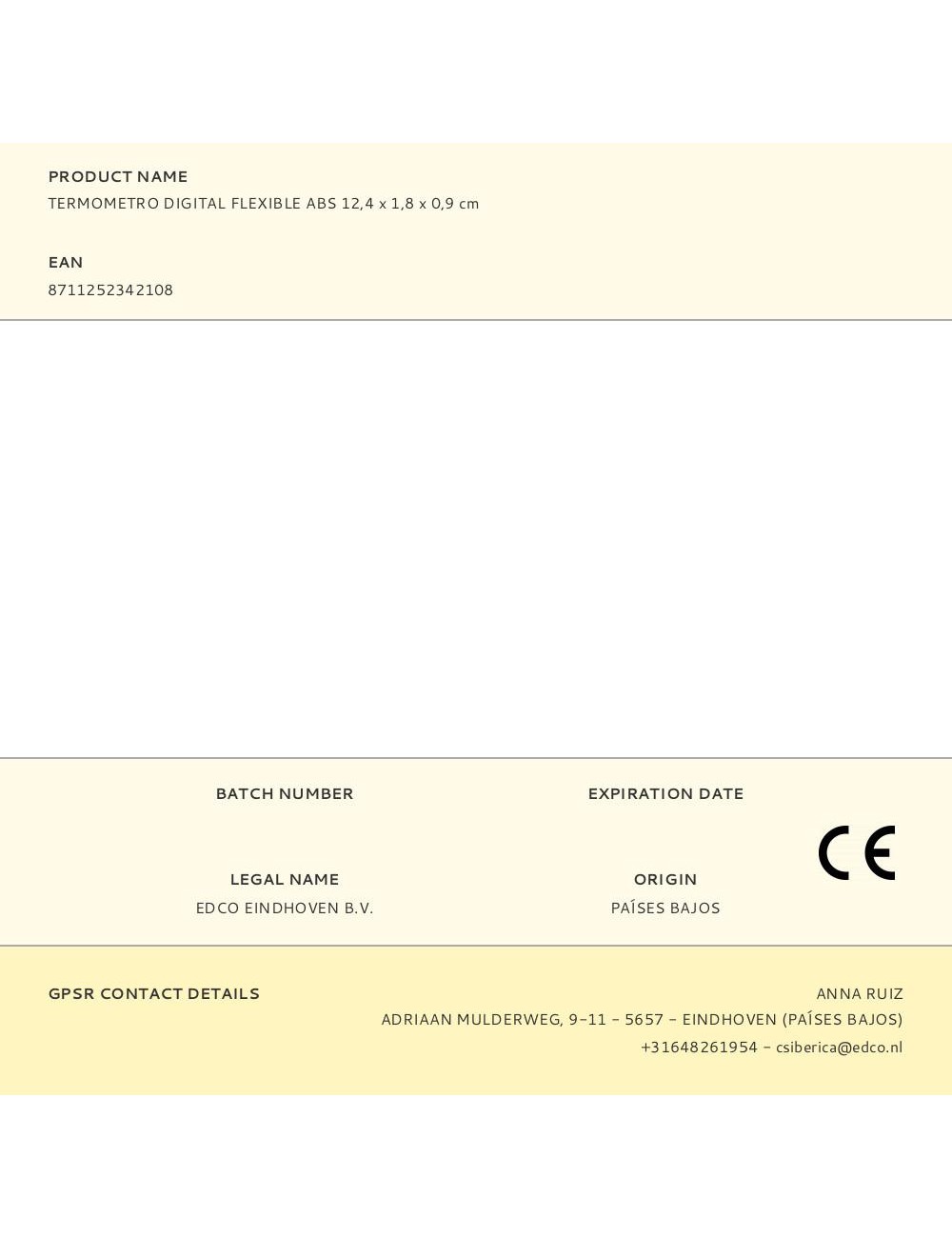 Termometro digital flexible abs 1,8 x 0,9 x 12,4 cm