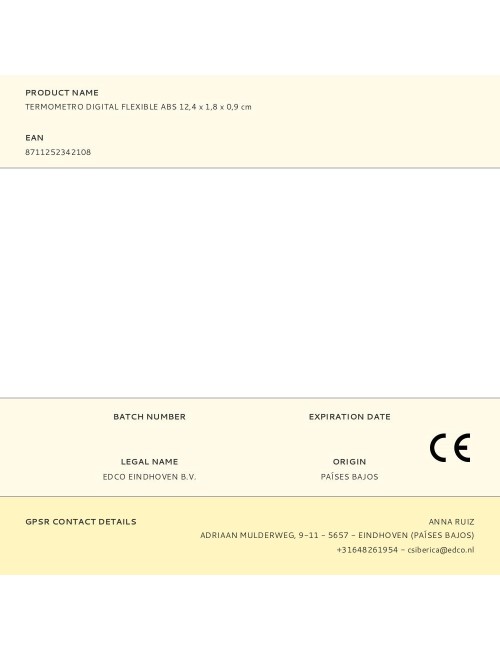 Termometro digital flexible abs 1,8 x 0,9 x 12,4 cm