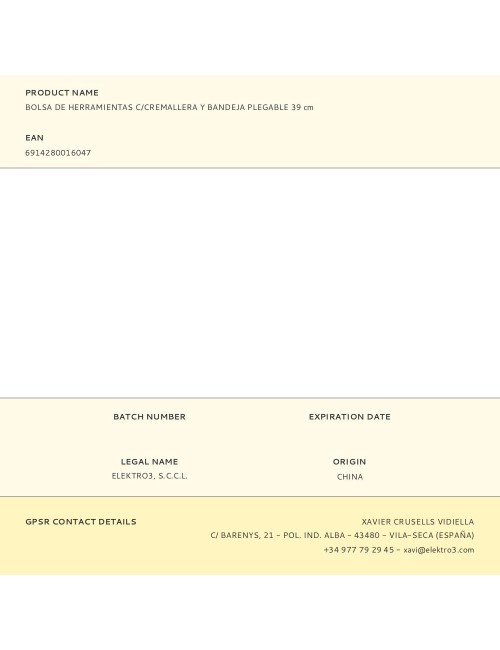 Bolsa de herramientas con correa, caja divisora y múltiples bolsillos, 39 x 22 x 29 cm