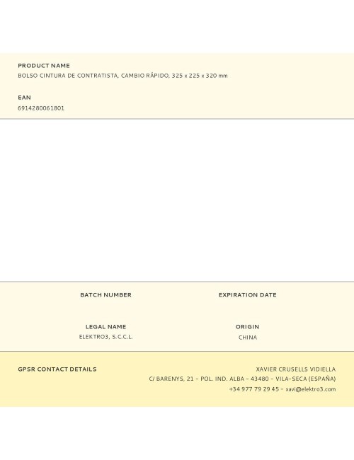 Bolsa cintura de contratista, cambio rápido, 325 x 225 x 320 mm