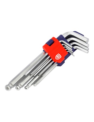 Llaves allen cr-v con punta esférica, juego 9 piezas, (métrico)