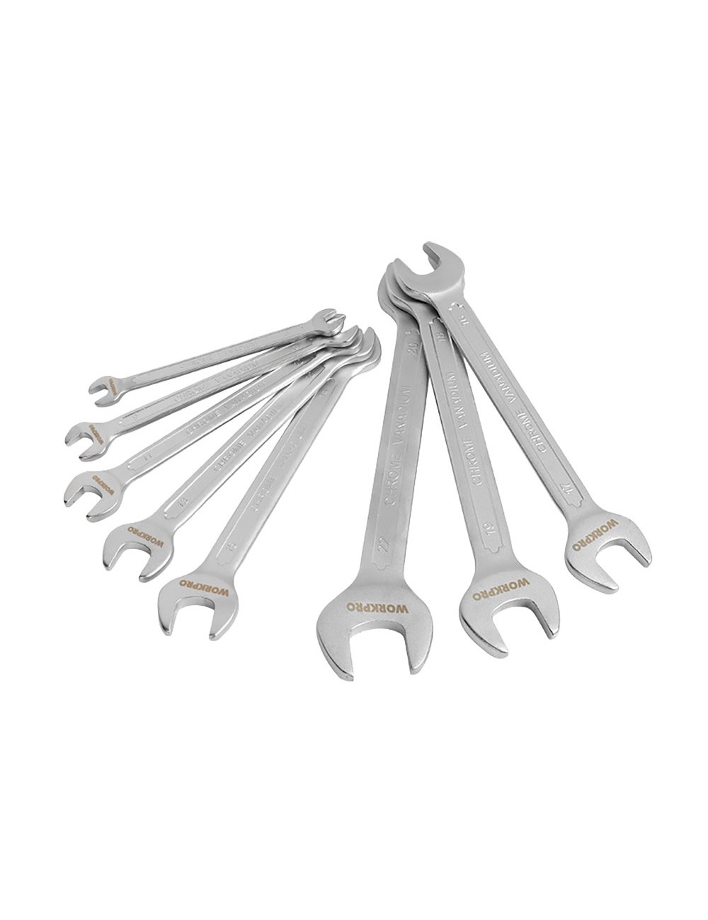 Llaves fijas cr-v de doble boca, juego 8 piezas