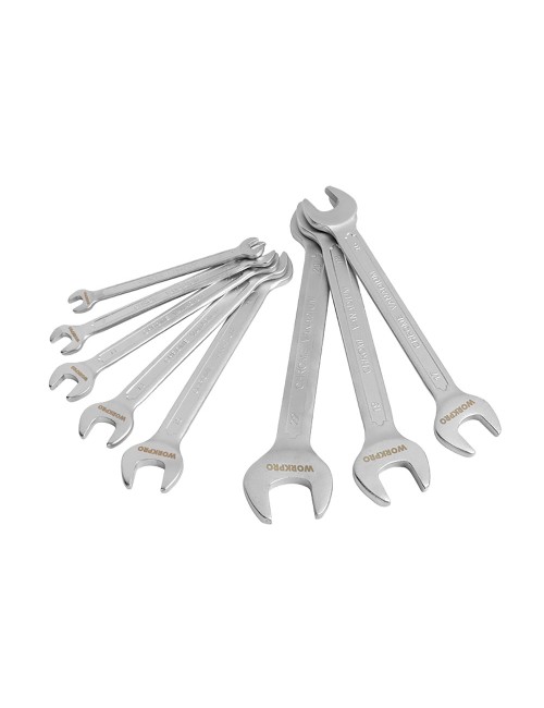 Llaves fijas cr-v de doble boca, juego 8 piezas