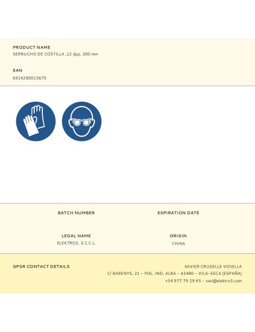 Serrucho de costilla ,12 tpi, 300 mm