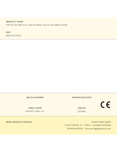 Tira de led ip65 25 m, 305 w, 4000 k luz día, en enrollador