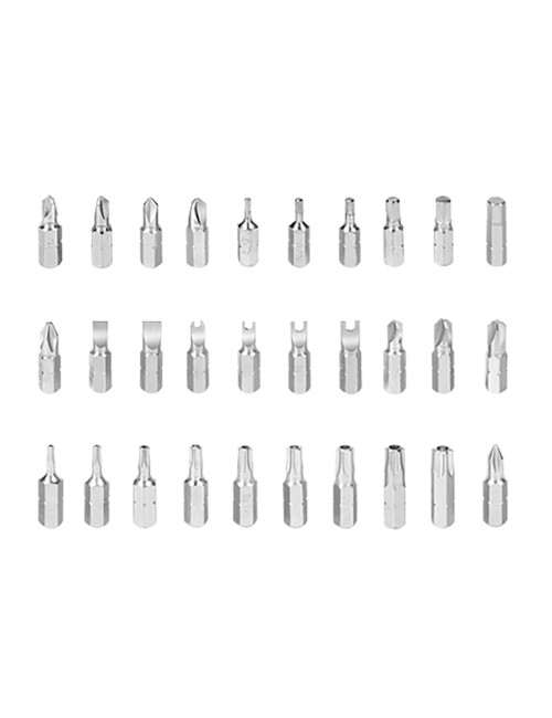 Mini carraca 1/4", juego 32 puntas