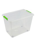 Caja transparente con ruedas 60 l, 58,5 x 39 x 42 cm
