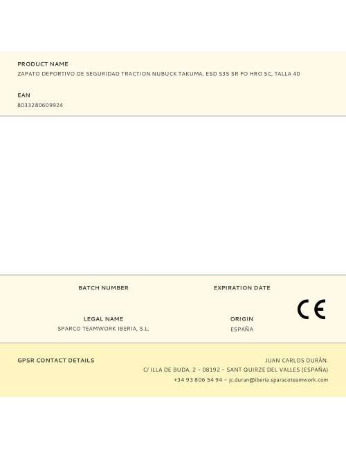 Zapato deportivo de seguridad traction nubuck takuma, esd s3s sr fo hro sc, talla 40