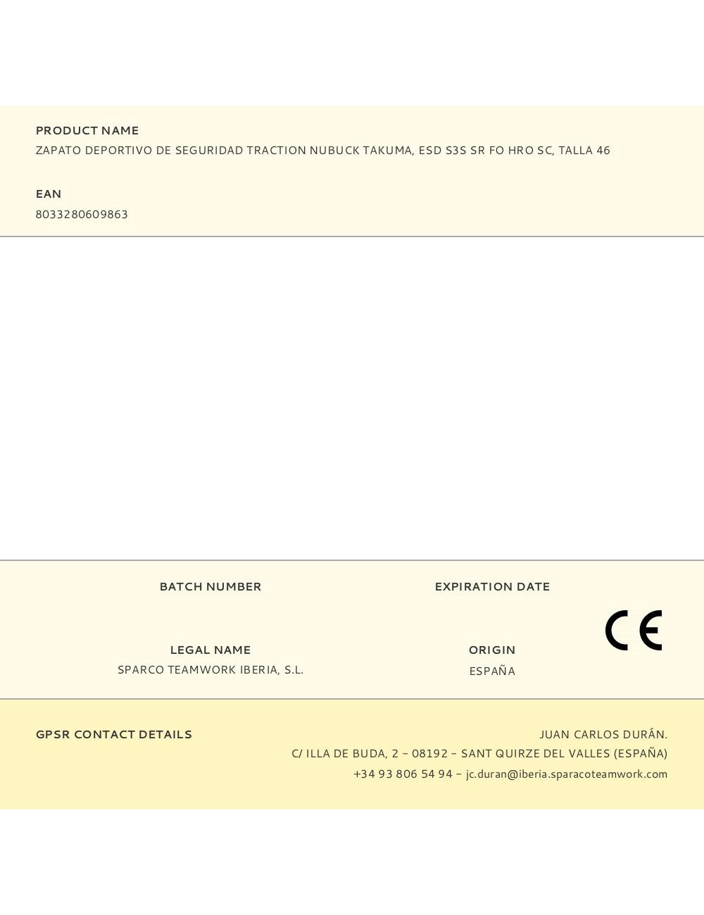Zapato deportivo de seguridad traction nubuck takuma, esd s3s sr fo hro sc, talla 46