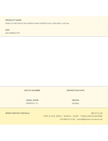 Rodillo poliamida antigoteo para superficies lisas ø45 x 220 mm