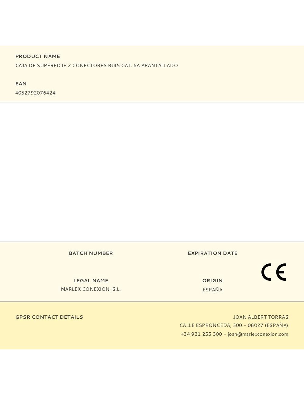 Caja de superficie 2 conectores rj45 cat. 6a apantallado