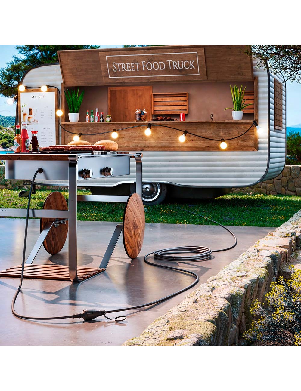 Prolongador profesional 20 m, ip44, h07rn-f 3 g 2,5 mm, 1 toma con tapa, 16 a 250 v~, negro