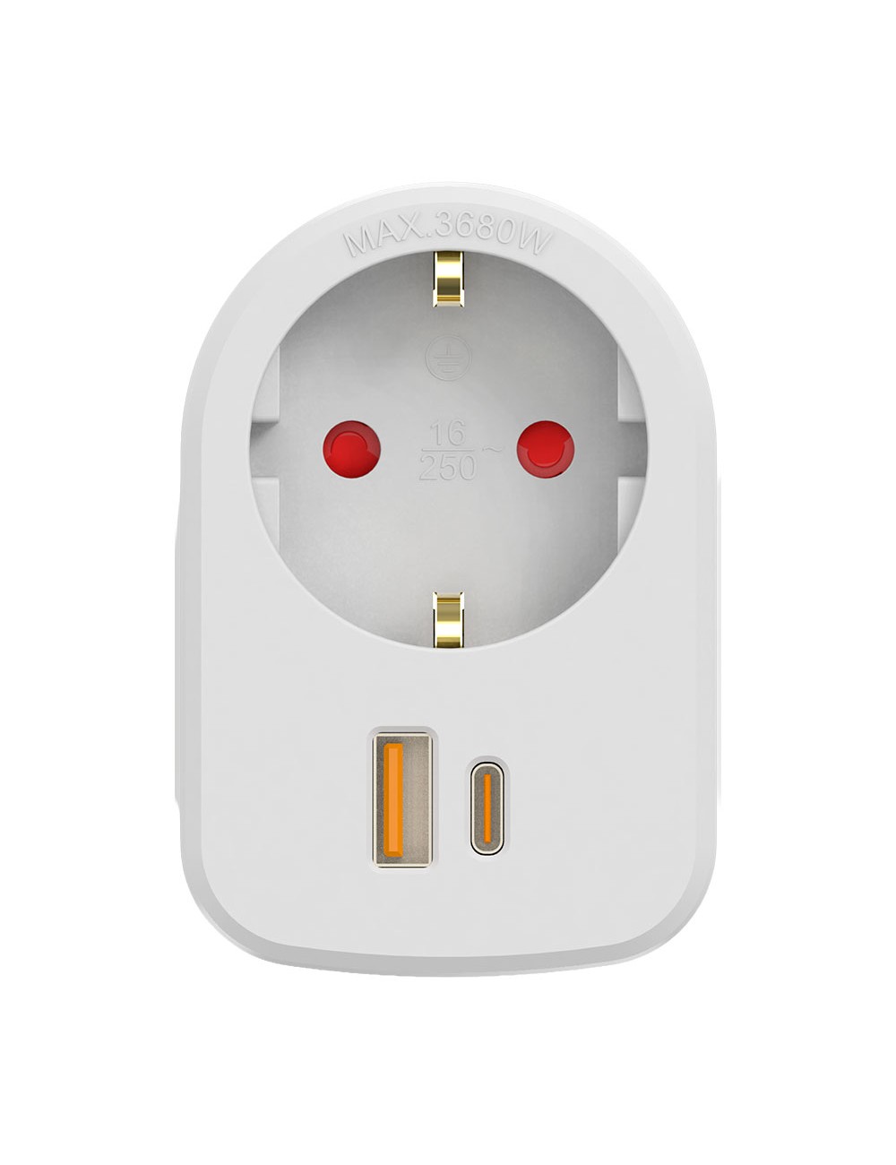 Adaptador combi 30 w usb a + c + 1 toma schuko, 16 a 250 v~, blanco
