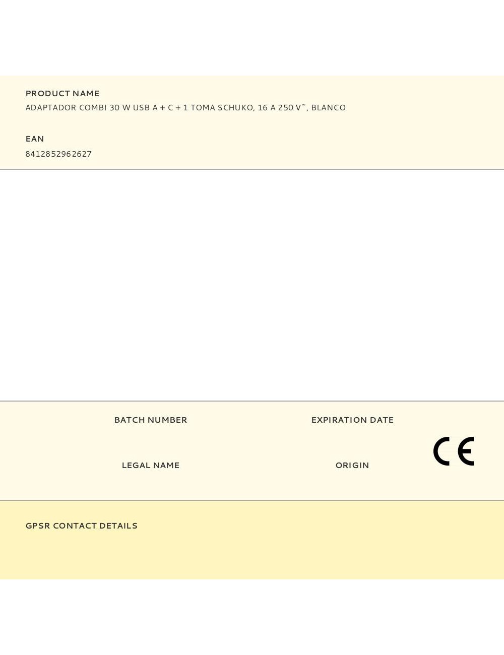 Adaptador combi 30 w usb a + c + 1 toma schuko, 16 a 250 v~, blanco