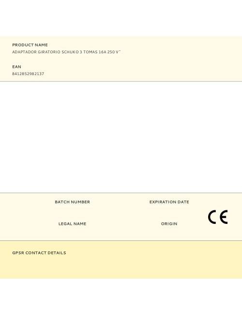 Adaptador giratorio schuko 3 tomas 16a 250 v~