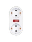 Adaptador 2 tomas schuko frontal con interruptor, 16 a 250 v~, blanco
