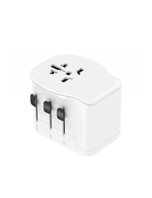 Adaptador viaje universal + 3 usb (1a+2c) 65 w